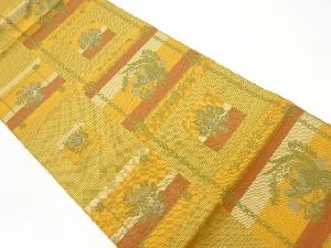 本場筑前博多変わり横段に花鳥・華紋模様織出し名古屋帯